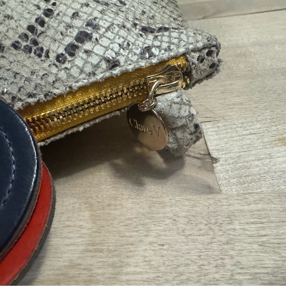 Clare V Snakeskin Patterned Tote Bag fold over clutch purse - Picture 12 of 16